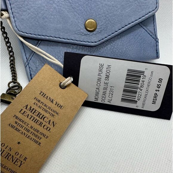 American Leather Co. Monica Coin Purse Blue Smooth NWT - Picture 4 of 9